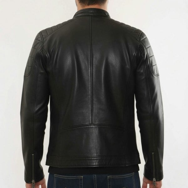 Leather Company Men's Lambskin Leather Motorcycle Jacket Slim Fit Biker Coat