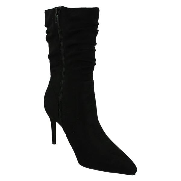 Spot On Ladies Spot On High Heel Rouched Leg Calf Boots F51232
