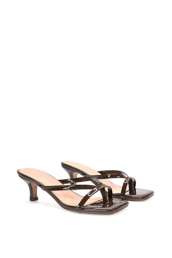 XY LONDON Kitten Heel Sandal Mules With Toe Post