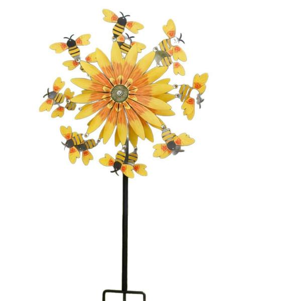 Leaper Sunflower and Bees Wind Spinner