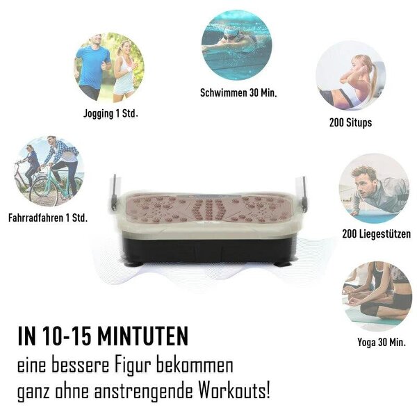 Vibration Plate Exercise Machine, Quiet Vibrating Plate - Weight Loss & Lymphatic Drainage - Resistance Bands, Remote Control, 99 Speed Levels