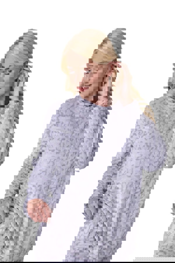 Camille Supersoft Grey Leopard Print Full Length Pyjama Set