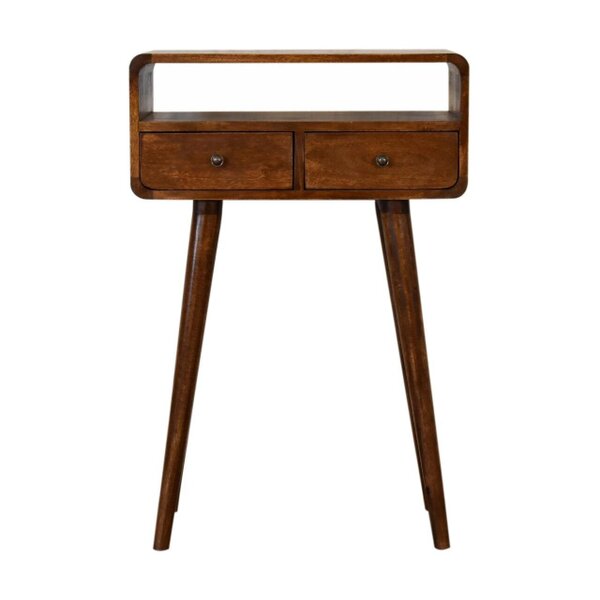 Wyld Haus Venzone Mini Chestnut Console Table 2 Drawers and Open Shelf