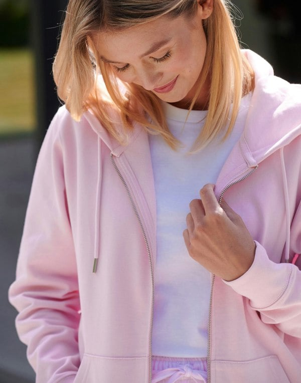 Women's Organic Cotton Zip-up Hoodie – Pink Cloud - British Boxers