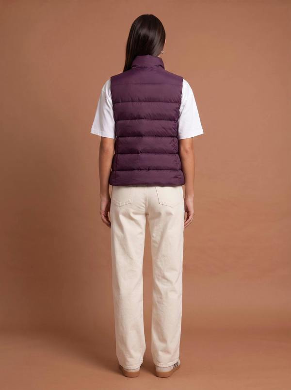 Urban Bliss Lightweight Puffer Gilet And Bag Plum
