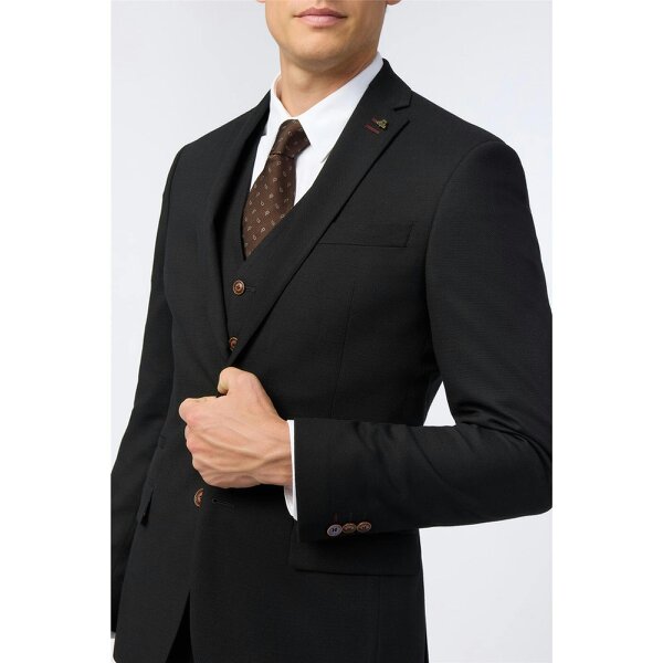 Antique Rogue Slim Fit Black Texture Stretch Jacket