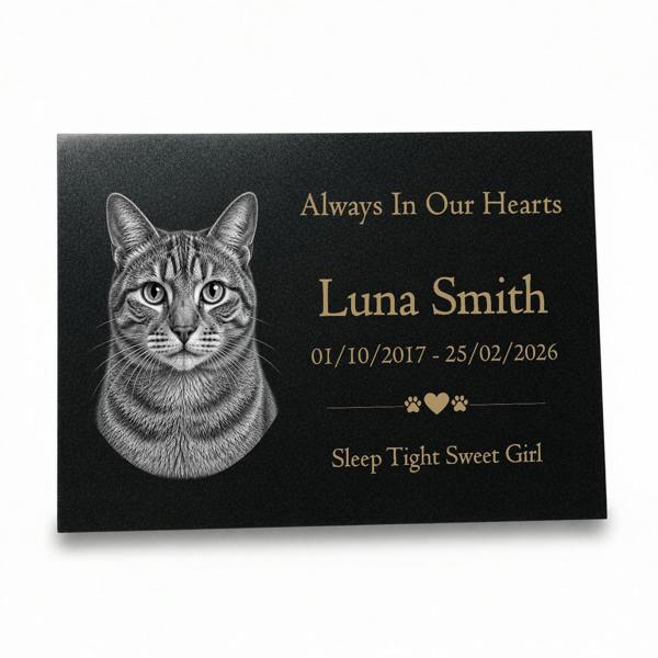 Memorials Direct Cat Memorial Granite Photo Plaque