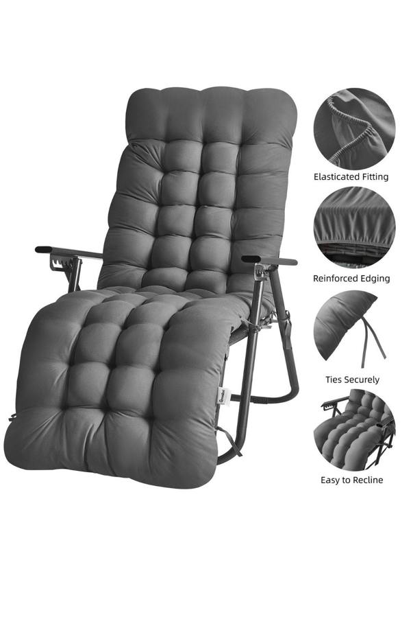 Groundlevel Extra Thick Soft Fill Full Length Chair Cushions - Grey