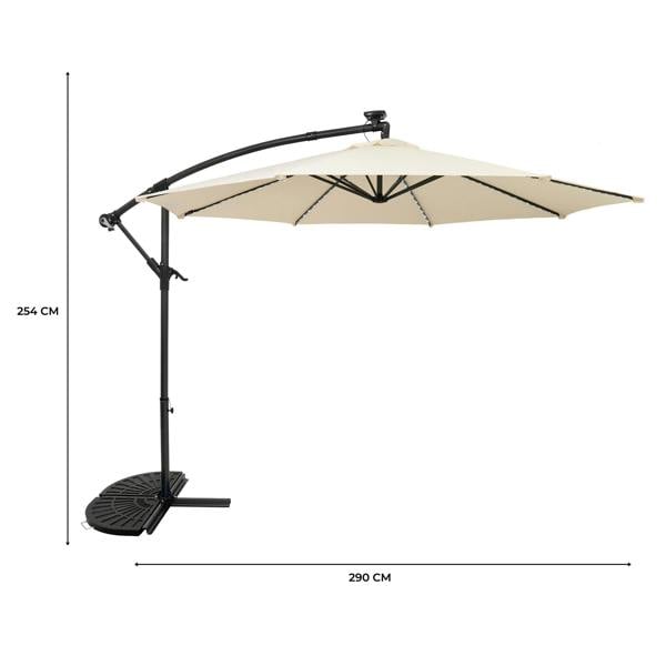 Jardi LED Cantilever Parasol 3m With Half Fan Base – Cream