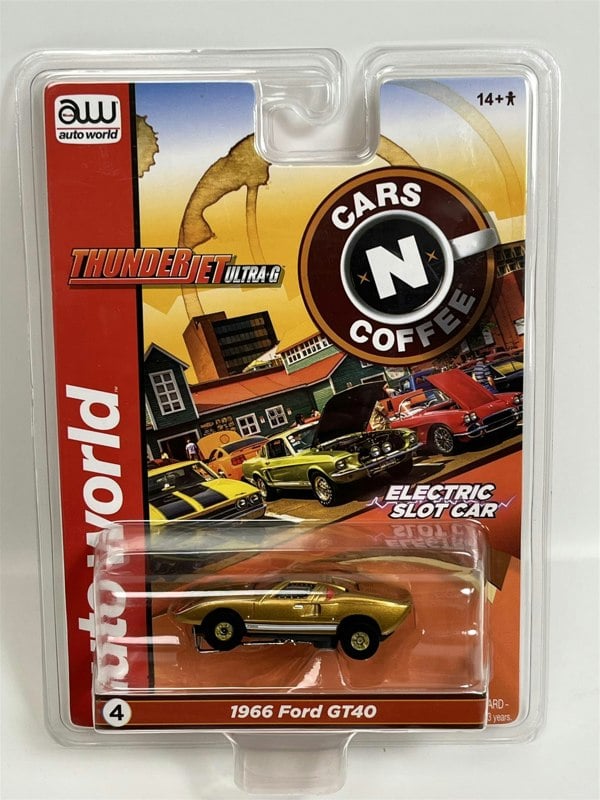 Auto World Slot Cars 1966 Ford GT40 Gold Thunderjet Ultra G HO Slot Car Auto World SC379-4