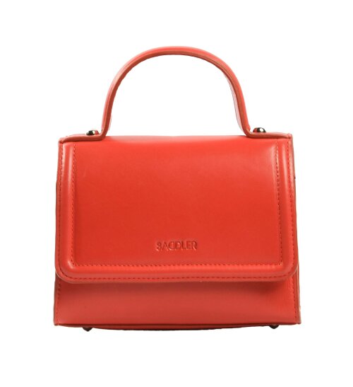 SADDLER  TINA Leather Flapover Handbag - Adjustable Strap, Phone Pocket, Crossbody or Handheld - RFID Protected - Red