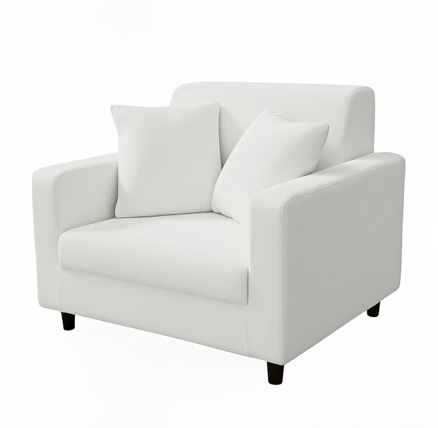 Anyseat 1 Seater Sofa Cover Plain White Style and Protection For Living Room Sofa Chair Elastic Stretchable Slipcover