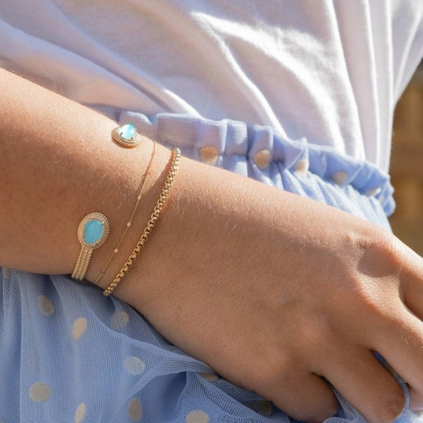 18ct Gold Vermeil Plated Blue Agate Bangle