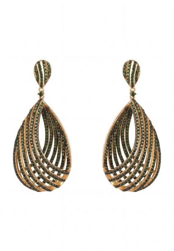 Latelita Vortex Teardrop Earrings Peridot Green Gold