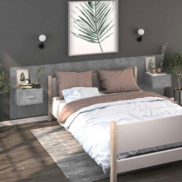 Berkfield Wall-mounted Bedside Cabinets 2 pcs Concrete Grey