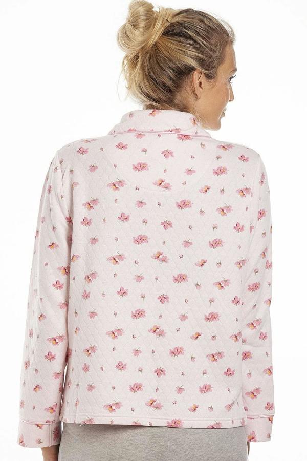 Womens Floral Print Mock Quilt Bed Jacket