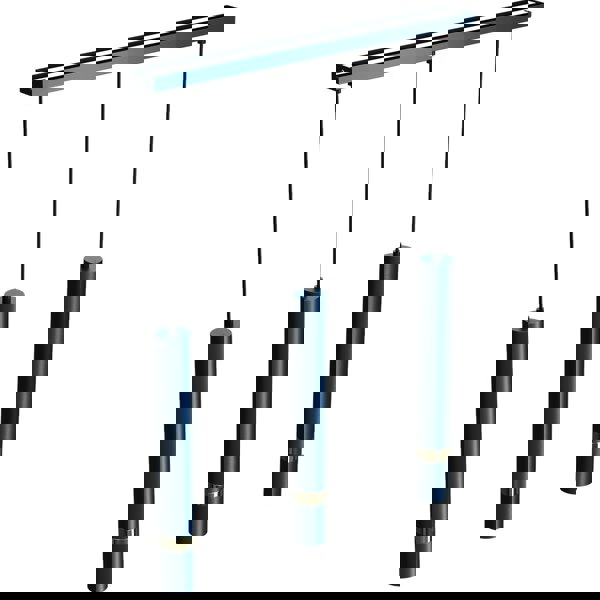 Milagro Joker Contemporary Pendant Lamp 3XGU10 Hand Made Cylindrical Style Lights Finished in Navy Blue With Striking Gold Detail