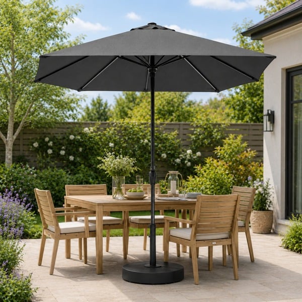 Glendale 2.7m LED Garden Parasol with Solar Lights & Tilt Mechanism