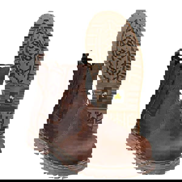 Amblers Safety Amblers FS165 Men's Steel Toe/Midsole Chelsea Work Boot, brown leather safety boot with slip-resistant outsole and steel toe protection.