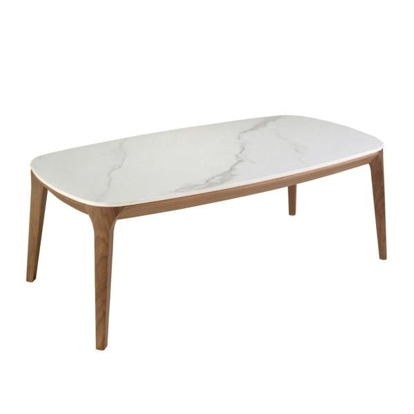 Angel Cerdá Oval Porcelain Marble and Walnut Oval Table 2132