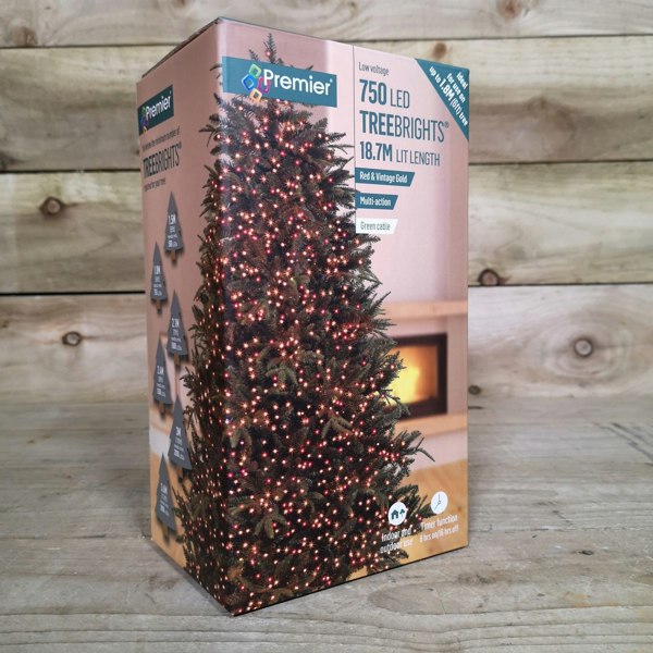 Samuel Alexander 750 LED 18.7m Premier TreeBrights Indoor Outdoor Christmas Multi Function Mains Operated String Lights with Timer in  Red & Gold