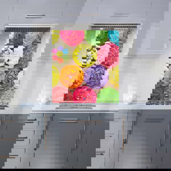 Warren Reed - Designer Bright Colourful Cupcakes Kitchen Splashback