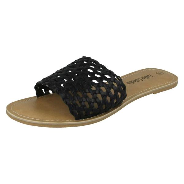 Leather Collection Ladies Leather Collection Flat Weave Mule Sandals