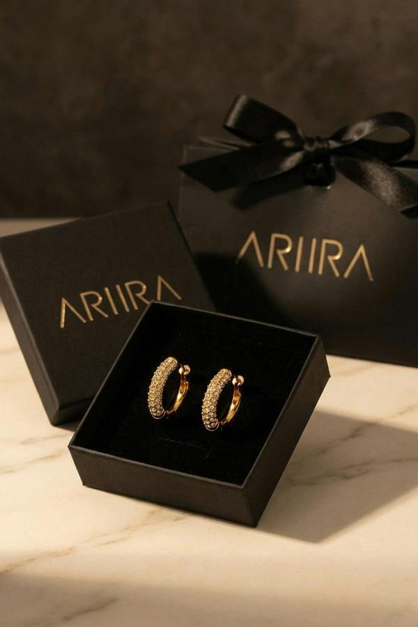 ARIIRA Plum Gold Tone Chunky Pav Hoop