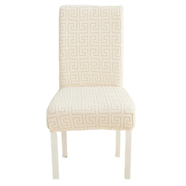 Anyseat Chair Cover Beige Square Geometric Design with Elastic Material for Dining Room Kitchen Wedding Hotel Banquet Restaurant