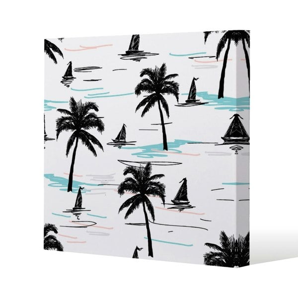 Benjamin Tate Design Palm Trees & Sailboats (Canvas Print)
