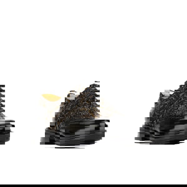 Embassy London Vivienne - Black & Gold - Women's leather almond toe lace up oxfords in black & gold