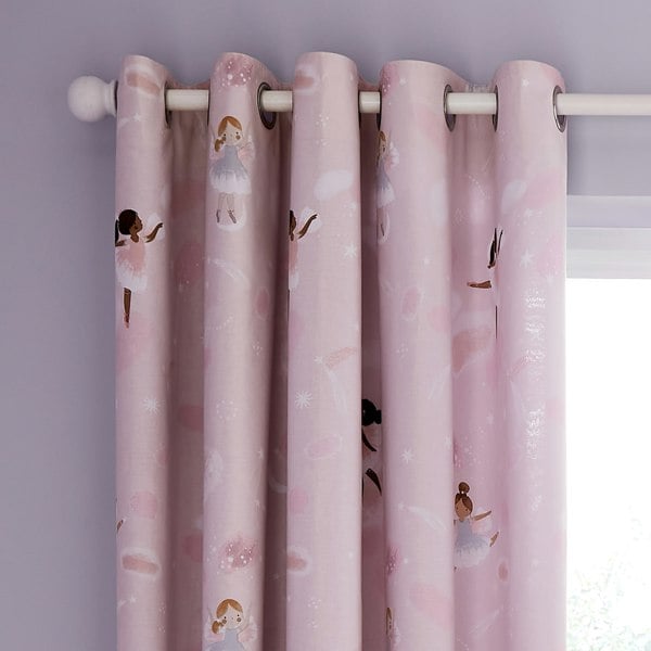 Catherine Lansfield Dancing Fairies Fully Reversible Lined Eyelet Curtains