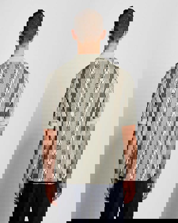 Lyle & Scott Brocade Jacquard Short Sleeve Mens Knitted Shirt - Y148 Ice Cream