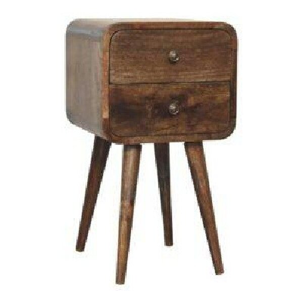 Wyld Haus Peschiera Mini Curved Grey Washed Bedside Table Mango Wood