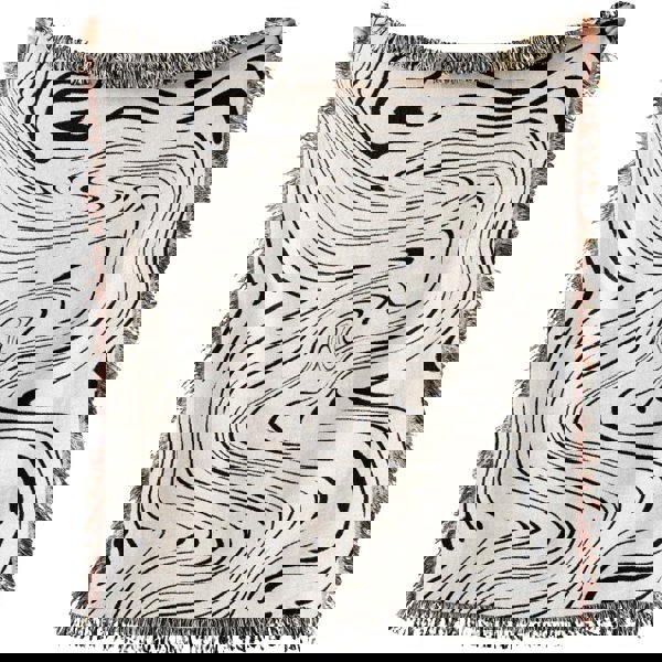 Anyhouz Anycozy Throw Blanket Faux Cashmere Sofa Cover Black Water Waves Pattern Tassel Soft Picnic Camping Mat 130*160cm