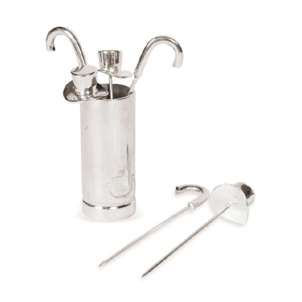 Culinary Concepts Set of Six Top Hat & Cane Olive Picks with Holder