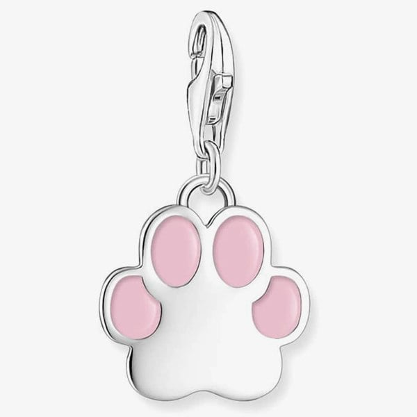 THOMAS SABO Silver Pink Cold Enamel Paw Print Charm 2015-007-9
