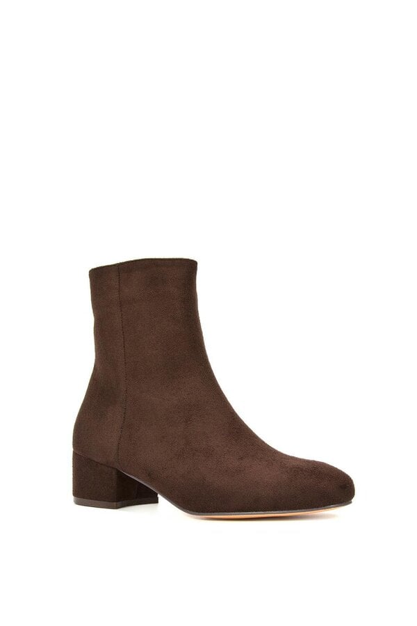 XY LONDON Mid Block Heel Ankle Boots With Inside Zip
