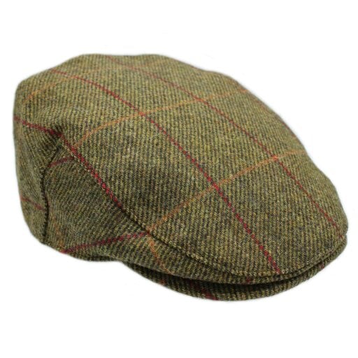 Heather Hats & Accessories British Tweed Wool Flat Cap, Satin Lining, Outdoor Wear, Hawthorn Olive