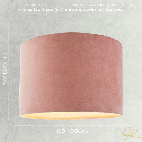 Soft Velvet Blush Pink Fabric Round Lamp Shade for Table or Pendant Image 6