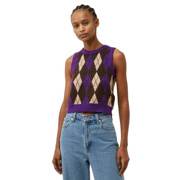 Levis Womens/Ladies Deja Vu Cropped Sleeveless Sweater Vest - Forest/Plum - 