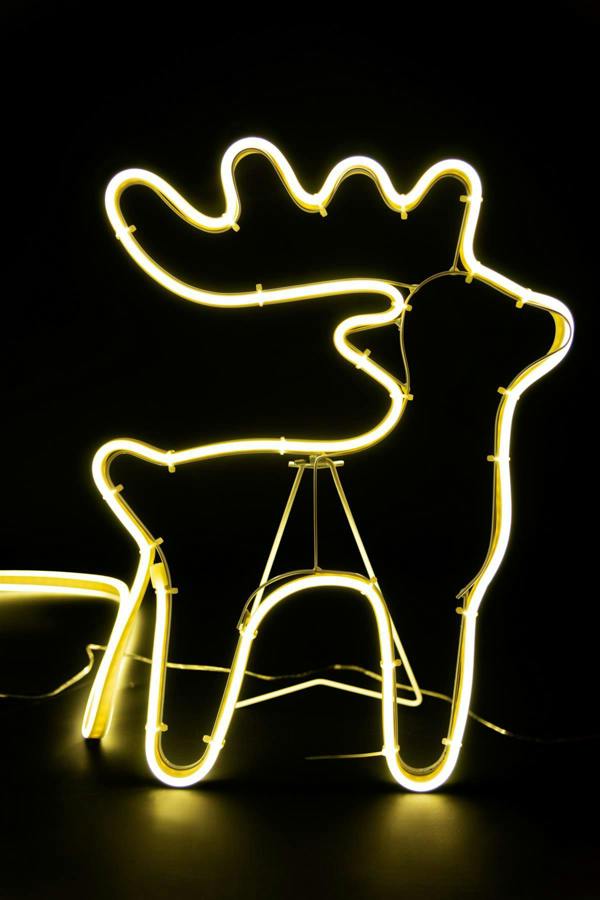 Reindeer with Sleigh Neon Effect Rope Light Silhouette with 90 Warm White LEDs image 6