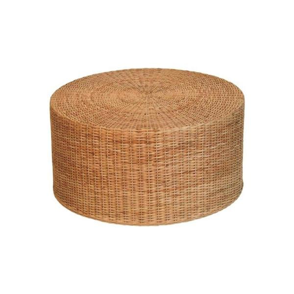 Artisan Furniture Solid Wood Regency Round Woven Coffee Table, Beige