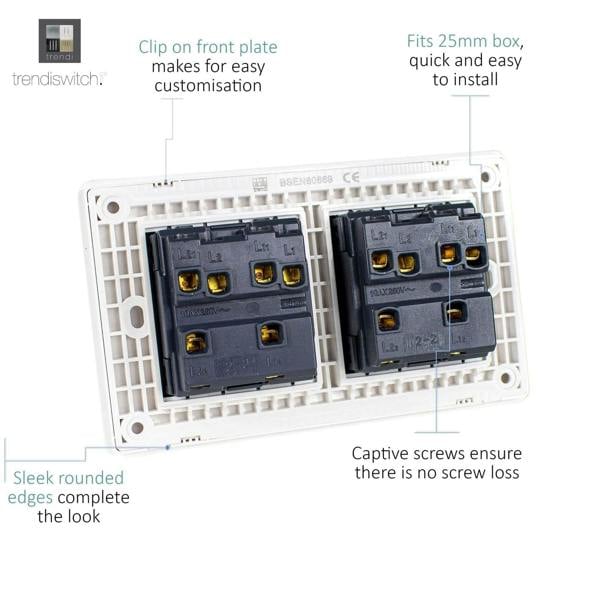 Trendi Switch 4 Gang 1 or 2 Way Light Switch in Light Grey