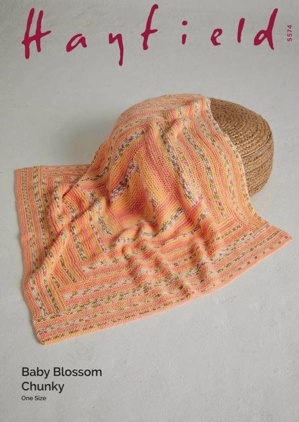 Hayfield Baby Blossom Chunky Knitting Pattern 5574, Blankets for Baby, One Size