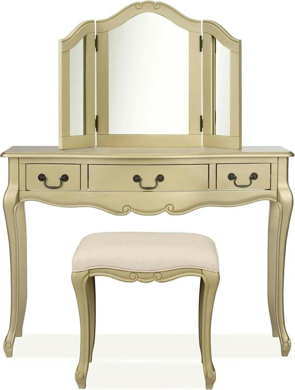 Statement Furniture Juliette Dressing Table Set with Table, Mirror and Stool. French Vanity Unit