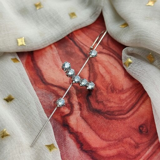 The Colourful Aura Gold and Silver Zircon Ear Wrap Crawler Ear Climber Long Hook Earring