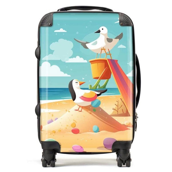 Warren Reed Seagulls On A Beach Holiday Suitcase