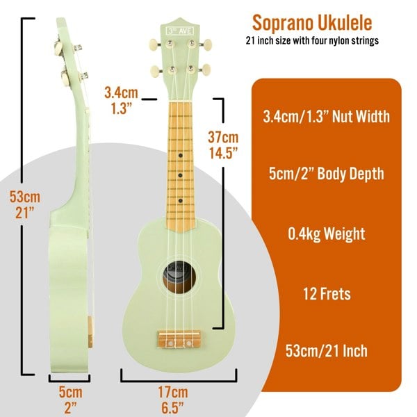 3rd Avenue Soprano Ukulele Ukuleles#Colour_Green