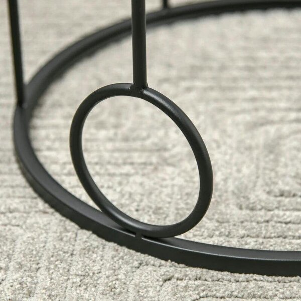 Nesting Round Coffee Table Set of 2 - Black
